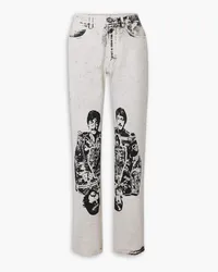 Stella McCartney The Beatles Get Back hoch sitzende Jeans mit geradem Bein und Print inAcid-Waschung Weiß