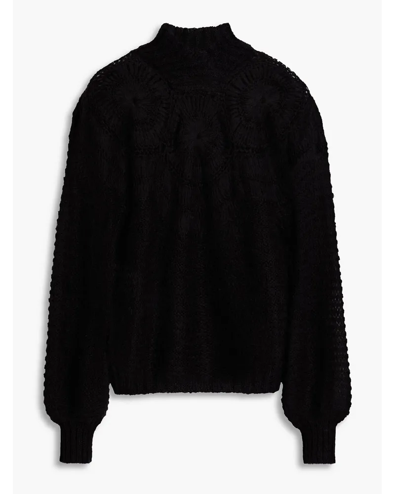 Alberta Ferretti Lochstrickpullover aus einer Mohairmischung Schwarz