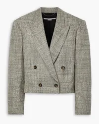 Stella McCartney Verkürzter, doppelreihiger Blazer aus Woll-Tweed Grau