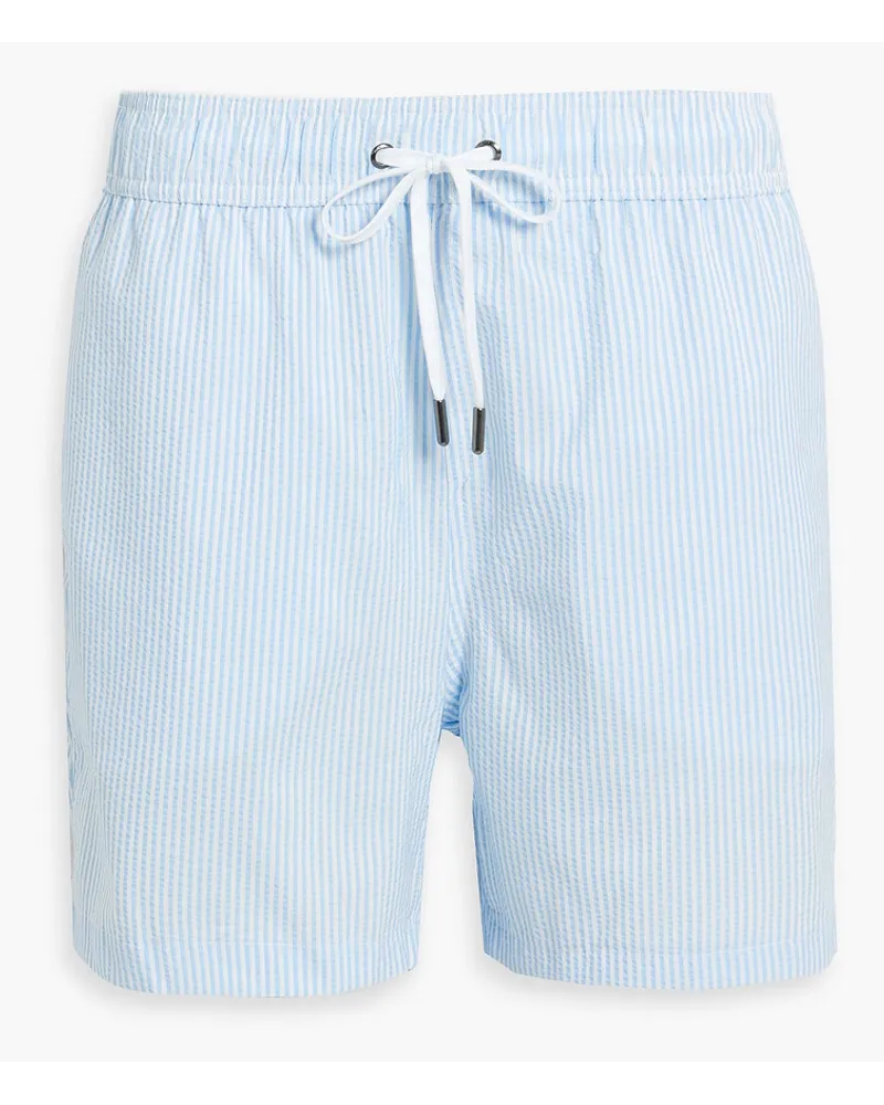 Onia Charles kurze Badeshorts aus Seersucker mit Streifen Blau