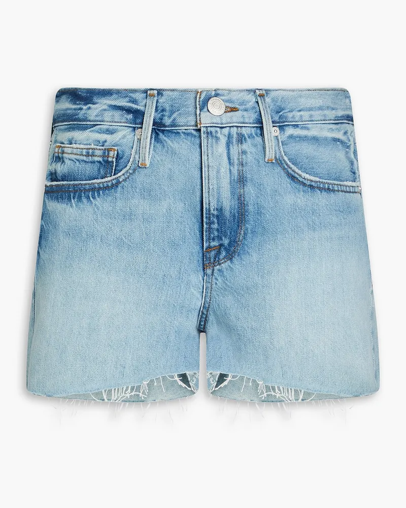 Frame Denim Jeansshorts mit Fransen Blau