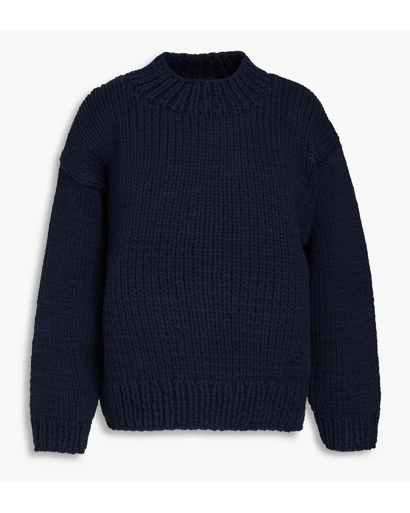 Tory Burch Pullover aus einer Baumwollmischung mit Stickereien Blau