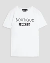 Moschino T-Shirt aus Baumwoll-Jersey mit Logoprint Weiß