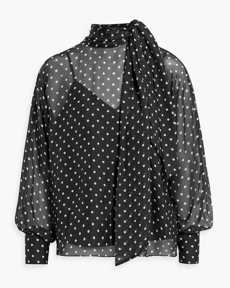 Mikael Aghal Bluse aus Seidenchiffon mit Polka-Dots Schwarz