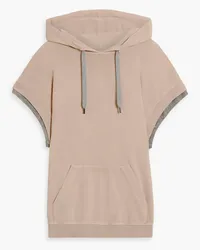 Brunello Cucinelli Hoodie aus Baumwollfrottee mit Zierperlen Neutral