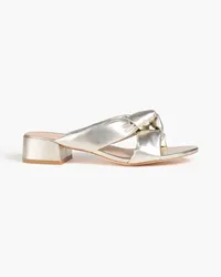 Stuart Weitzman Vacay 35 Mules aus -Leder mit Knotendetail Metallic