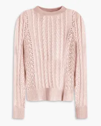 Autumn Cashmere Kaschmirpullover inZopfund Pointelle-Strick Pink