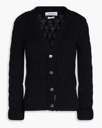 Thom Browne Cardigan aus Wolle mit Zopfstrickmuster Blau