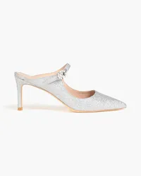 Stuart Weitzman Dazzle 75 Mules aus Kunstleder mit Kristallverzierung und Glitter-Finish Metallic