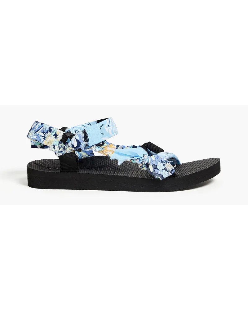 Arizona Love Trekky Sandalen aus Canvas mit Gaze-Besatz und Print Blau