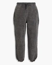 Alexander Wang Cropped Track Pants aus Baumwollfleece Grau