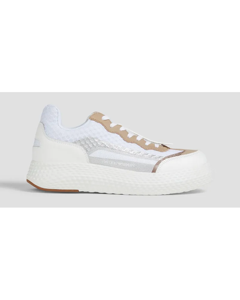 Emporio Armani Sneakers aus Leder und Mesh Weiß