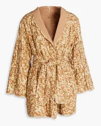 By Malene Birger Robannas Kimono aus Crêpe mit Print Braun