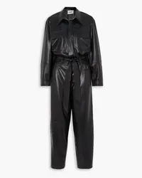 Nanushka Ashton Jumpsuit aus Kunstleder Schwarz