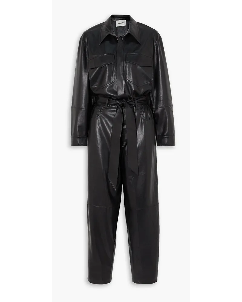 Nanushka Ashton Jumpsuit aus Kunstleder Schwarz