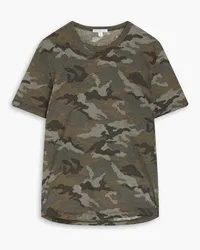 James Perse T-Shirt aus Baumwoll-Jersey mit Camouflage-Print Grün