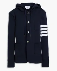 Thom Browne Gestreifter Blazer aus Baumwollfrottee mit Kapuze Blau