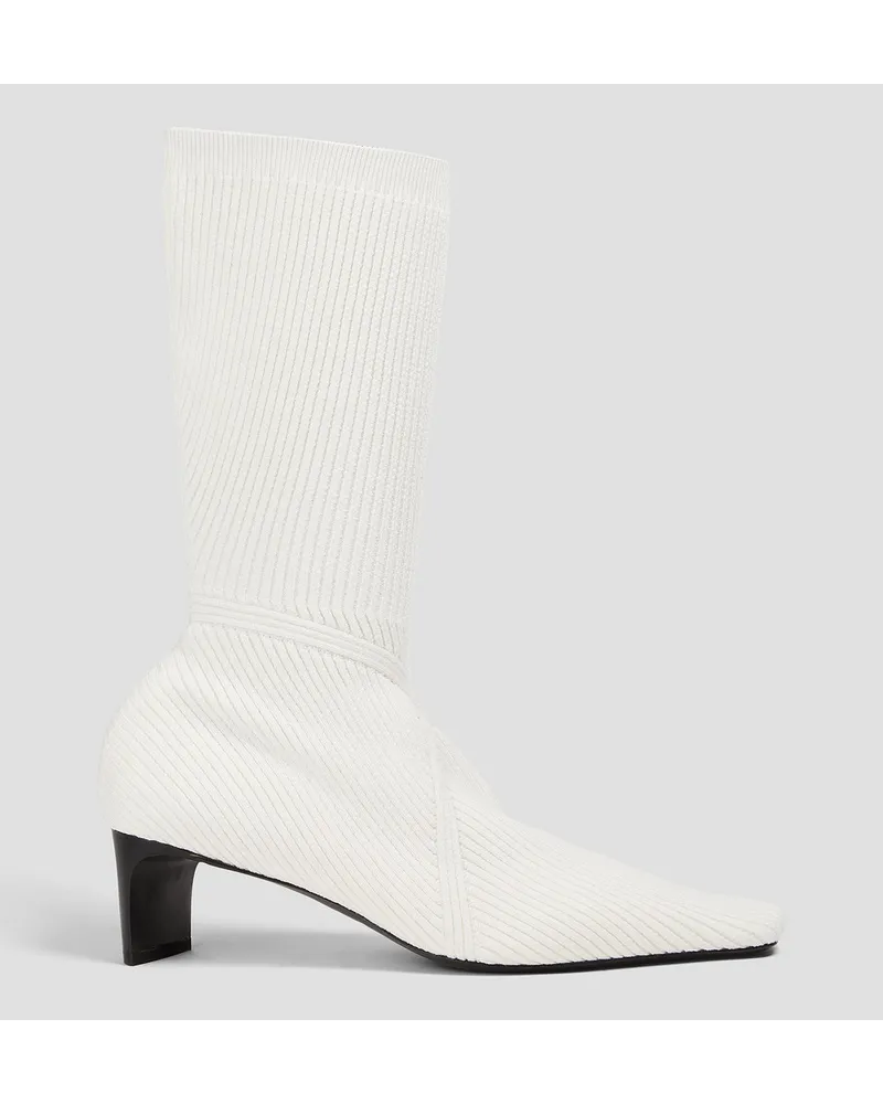 Jil Sander Sock Boots aus Rippstrick Weiß