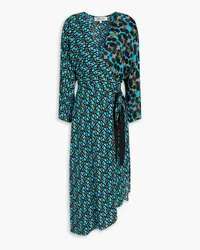 Diane von Furstenberg Eloise Midikleid aus Crêpe mit Print und Wickeleffekt Blau