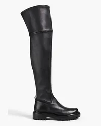 Tory Burch Utility Lug Overknees aus Leder Schwarz