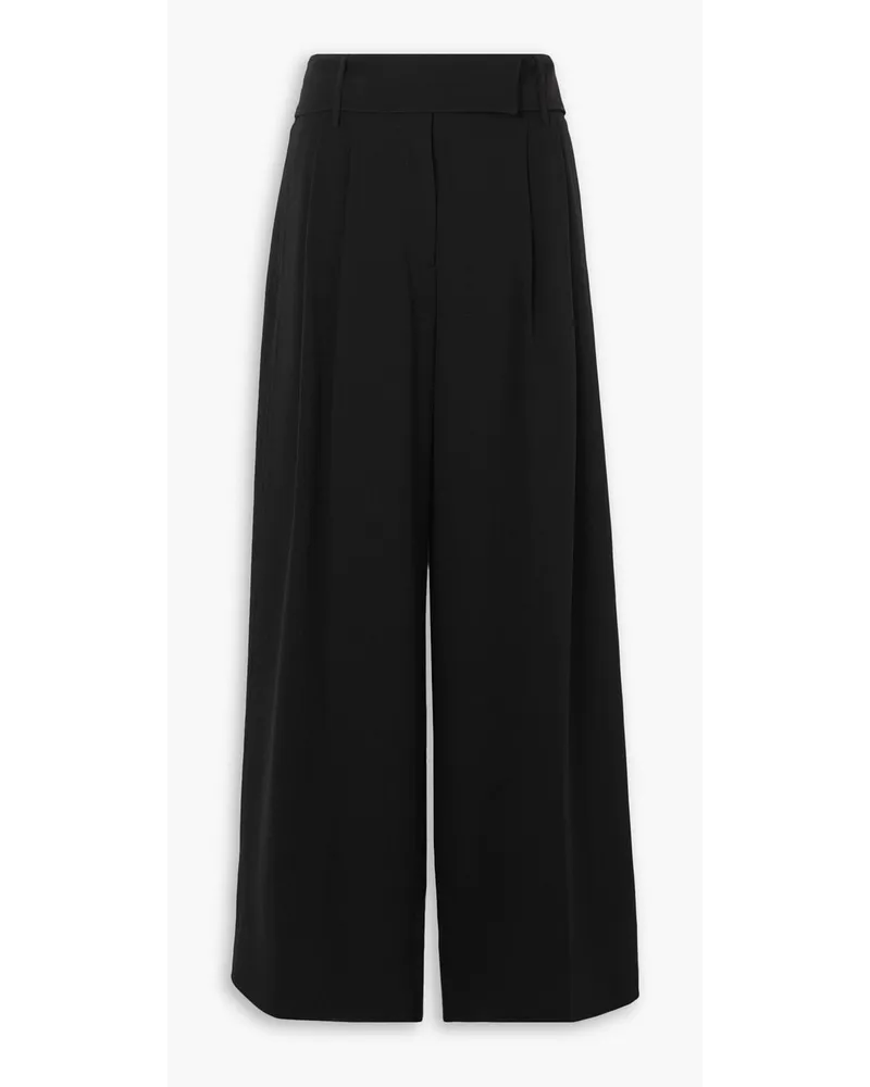 Proenza Schouler Hose mit weitem Bein aus Crêpe mit Falten Schwarz