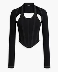 Dion Lee Oberteil aus einer gerippten Baumwollmischung mit Cut-outs Schwarz