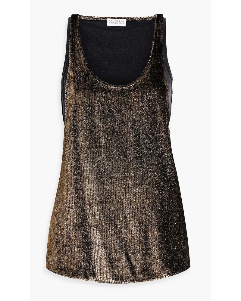 Brunello Cucinelli Mehrlagiges Tanktop aus -Strick Metallic