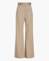 Another Tomorrow Twill-Hose mit weitem Bein aus Stretch-Baumwolle Neutral