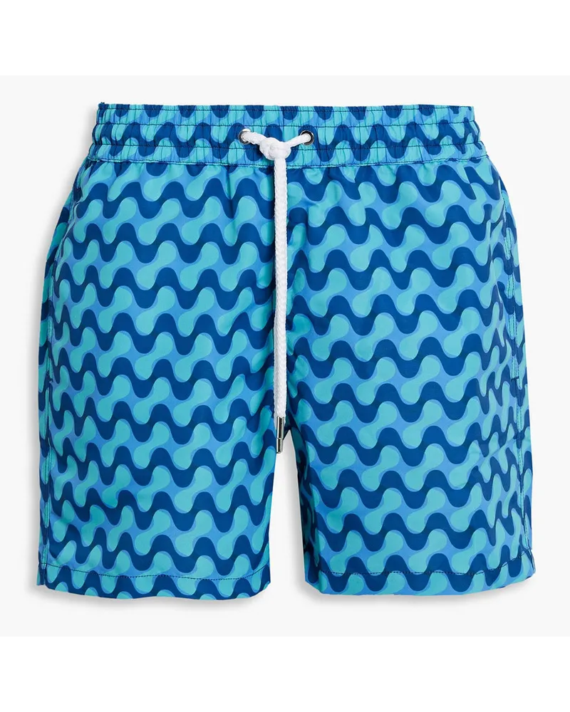 Frescobol Carioca mittellange Badeshorts mit Print Blau