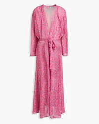 Melissa Odabash Marianna Kaftan aus Krepon mit Metallic-Effekt und floralem Print Pink