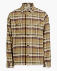 Officine Generale Barrett kariertes Overshirt aus Flanell aus einer Baumwollmischung Grün