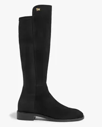 Stuart Weitzman Keelan City kniehohe Stiefel aus Veloursleder und Neopren Schwarz