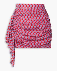 RHODE Drapierter Minirock aus Crêpe mit floralem Print Rot