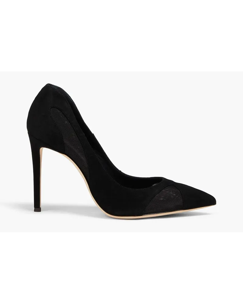 Giuseppe Zanotti Pumps aus Veloursleder und Mesh Schwarz