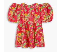 Palmer schulterfreies Minikleid aus Popeline aus einer Baumwollmischung mit Blumenprint