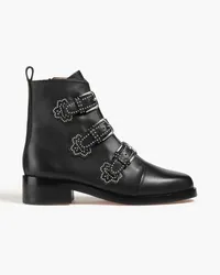 Maje Ankle Boots aus Leder mit Nieten Schwarz