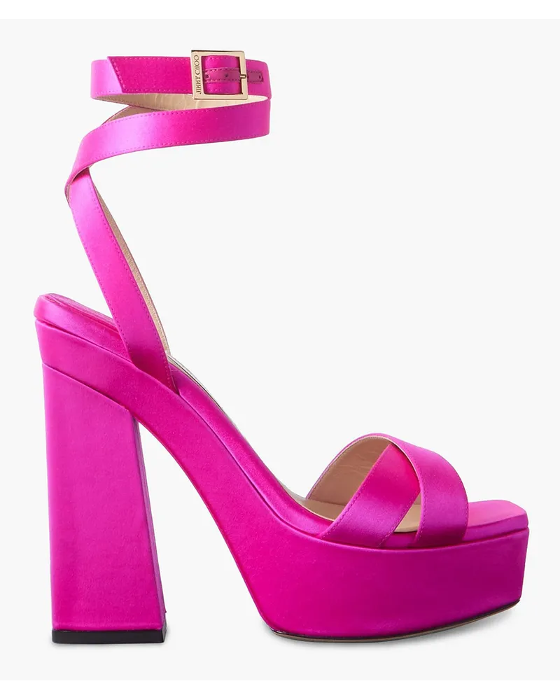 Jimmy Choo Gaia 140 Plateausandalen aus Satin Pink