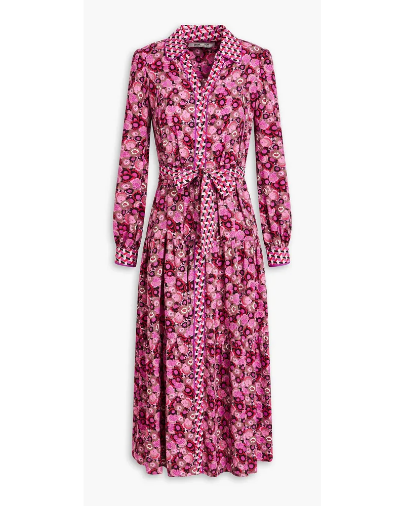 Diane von Furstenberg Alea Hemdkleid aus Crêpe mit floralem Print inMidilänge Lila