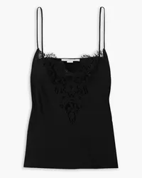 Stella McCartney Top aus Seersucker mit Spitzeneinsatz Schwarz