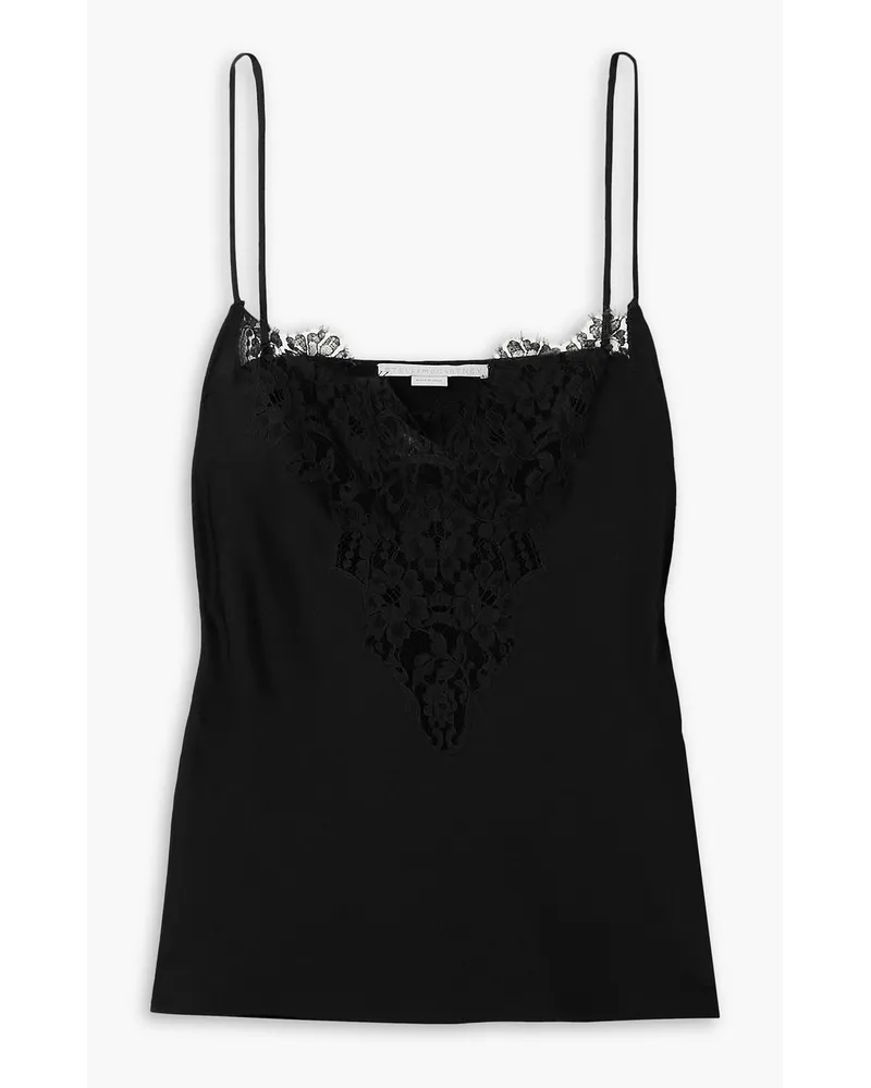 Stella McCartney Top aus Seersucker mit Spitzeneinsatz Schwarz