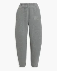 Alexander Wang Track Pants aus Fleece aus einer Baumwollmischung mit Glitter-Finish und Applikationen Grau