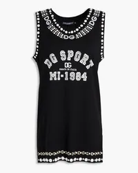 Dolce & Gabbana Verziertes Tanktop aus Baumwoll-Jersey Schwarz