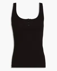 Enza Costa Tanktop aus Baumwoll-Jersey mit Flammgarneffekt Schwarz