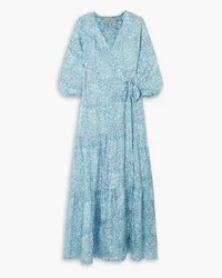 Hannah Emilia Maxi-Wickelkleid aus Habutai-Seide mit Blumenprint Blau