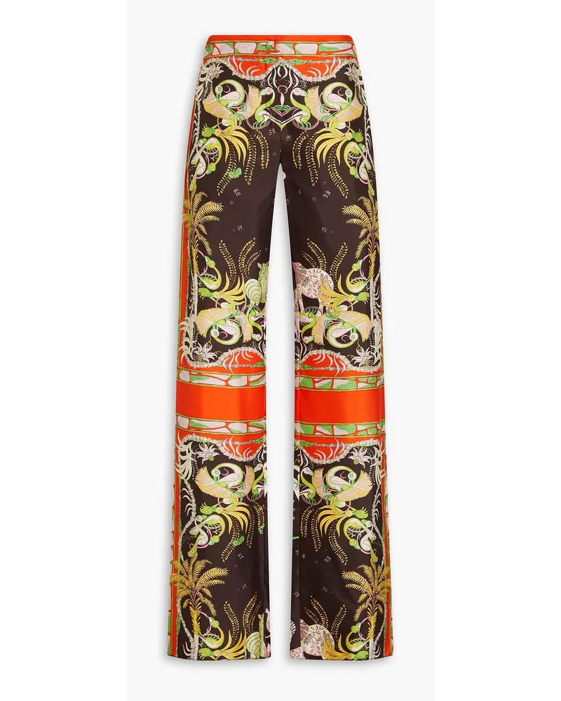 Emilio Pucci Bedruckte Hose mit geradem Bein aus Seiden-Twill Braun