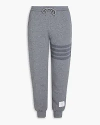 Thom Browne Gestreifte Track Pants aus Baumwollfrottee Grau