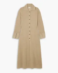 By Malene Birger Thoni Midi-Hemdblusenkleid aus gestricktem Leinen Neutral