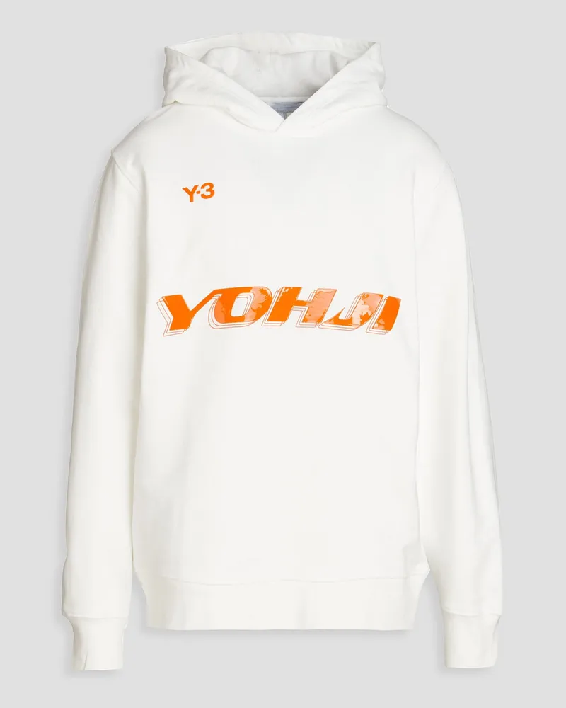 Y-3 Hoodie aus Baumwollfrottee mit Print Weiß