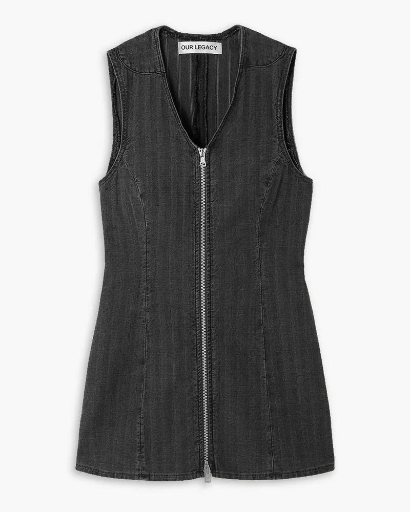 Our Legacy Zip-detailed striped denim tank Schwarz