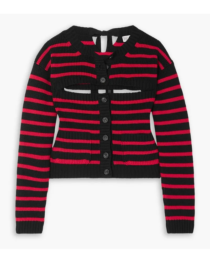 RED Valentino REDValentinoCardigan aus Wolle mit Streifen und Cut-outs Schwarz